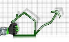 增长的房地产销售-图表与房子