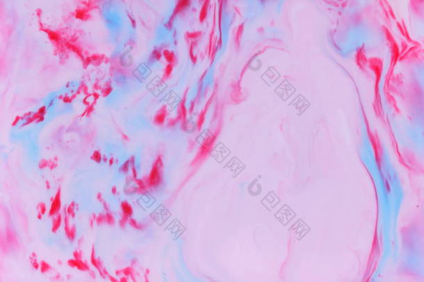 粉红色的蓝色抽象<strong>背景</strong>上的液体, 粉红色的<strong>简约背景</strong>, 流行艺术模式, 粉彩纹理为设计师, <strong>背景</strong>准备, 五彩污渍牛奶