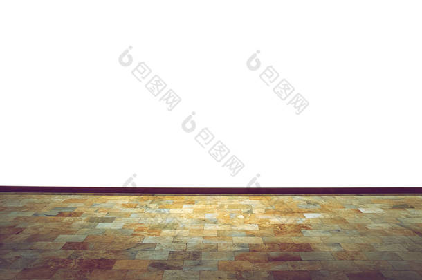 棕色大理石瓷砖地板和白色墙房背景