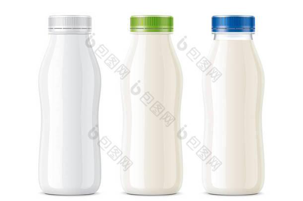 牛奶、奶制品和其他食品瓶. 