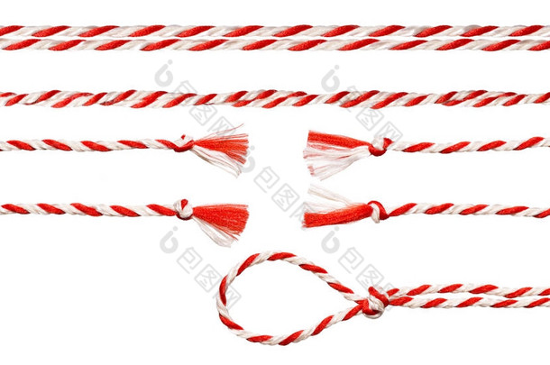 白红绳弓, 扭丝带和环, 白色隔离