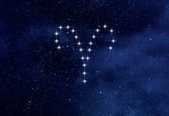 夜空中的白羊座星座，星空中的白羊座黄道带星座