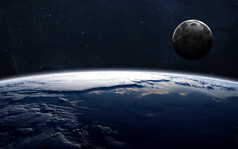 地球和月亮从空间。这幅图像由美国国家航空航天局提供的元素