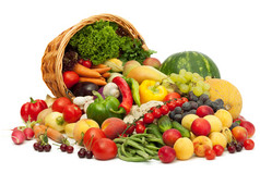 新鲜的蔬菜、 水果和其他食品.