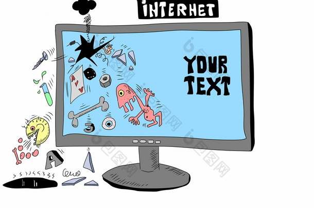 概念涂鸦破坏互联网和屏幕
