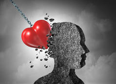 爱的痛苦作为一个心碎的关系概念的心理与3d 例证.