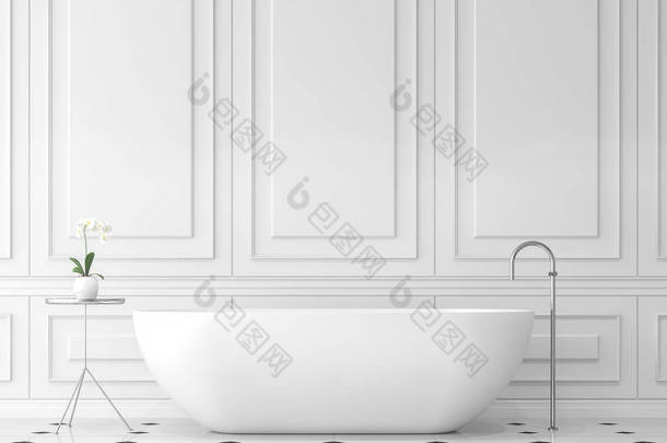 现代经典卫浴间3d 渲染, 有空白墙