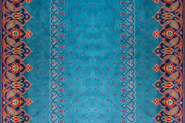 波斯地毯纹理与花卉设计背景