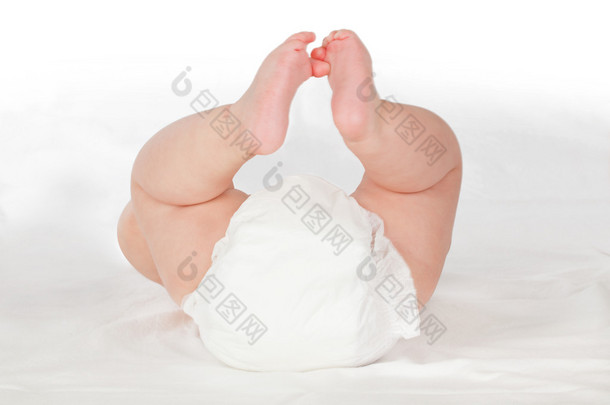 可爱的宝宝臀部与纸尿裤.