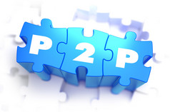 P2p-蓝色拼图上的文本.