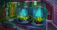 一艘宇宙飞船上的植物漆的房