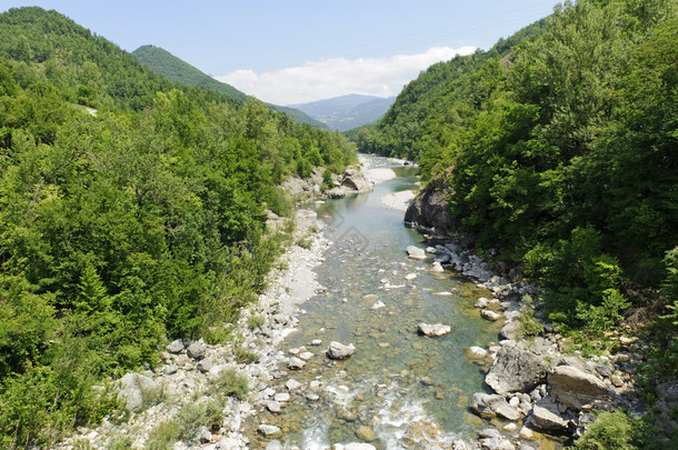 在夏天的 trebbia 河