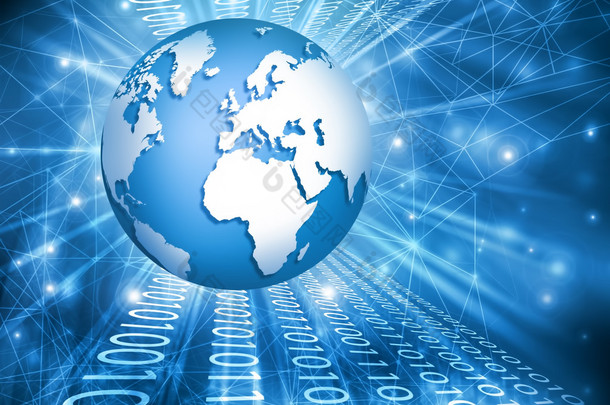 全球商业的最佳互联网概念。环球，发光的线条在技术背景。电子、 Wi-Fi 、射线、符号、互联网、电视、移动和卫星通信