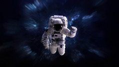 太空人在外层空间。美国航天局提供的这一图像的要素.