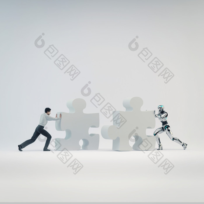 机器人和商人人推难题的一部分图片-包图网企业站