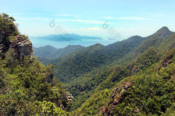 浮罗交怡景观从空中桥梁，自然背景