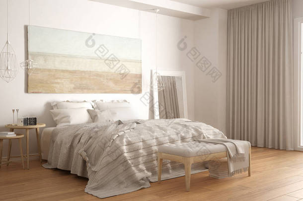 经典的<strong>卧室</strong>，斯堪的纳维亚的现代风格，简约的亲切感。