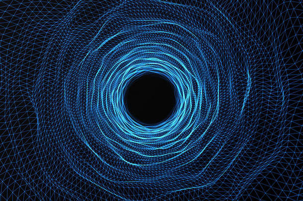 宇宙虫洞，空间旅行的概念，可以与另一个连接一个宇宙的漏斗状隧道。3d 渲染