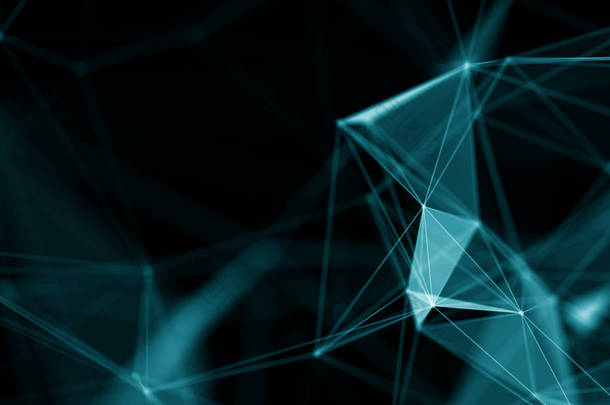 抽象的蓝色几何背景。未来的技术风格。霓虹招牌。未来科技 Hud 元素。优雅的抽象背景。大<strong>数据</strong>的可视化 .