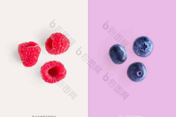 拆<strong>分屏</strong>幕有覆盆子和蓝莓