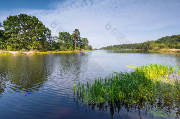 在阳光灿烂的日子湖的美丽<strong>景</strong>色.