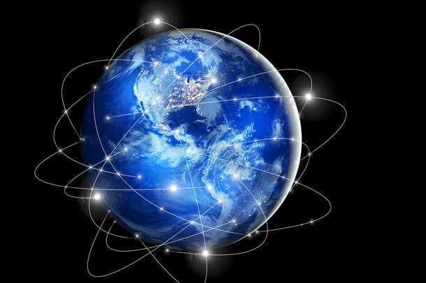 地球<strong>来自</strong>太空。从概念系列看全球商业的最佳互联网概念.这张照片的内容由NASA提供。3D插图