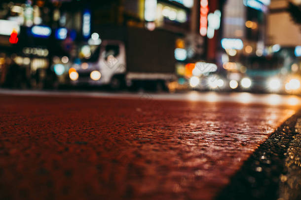 在东京街道的宏观看法在夜时间, 街道<strong>相片</strong>