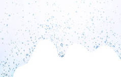 氧气泡在清澈湛蓝的水里, 靠近。矿泉水。富含氧气的水.