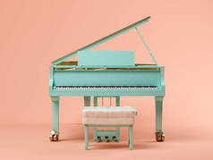 蓝色盛大钢琴在粉红色背景3d 例证