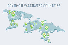 Covid-19接种疫苗的国家的情况很清楚。在地球上爆发的全球大流行病.