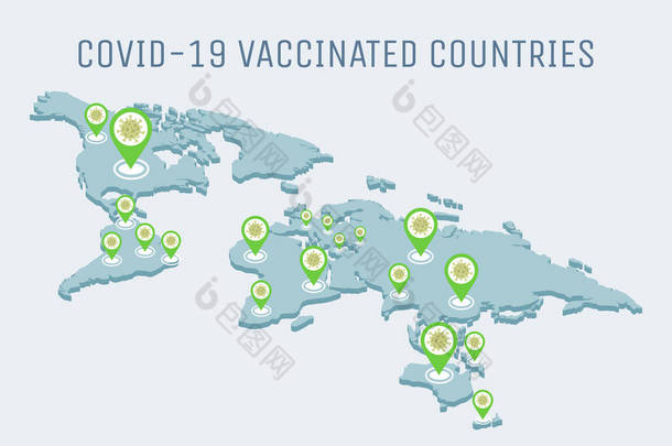 Covid-19接种疫苗的国家的情况很清楚。在地球上爆发的全球大流行病.