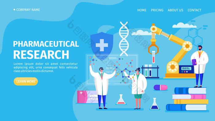 实验室药物研究,着陆器图解.医学化学实验，DNA，分子研究