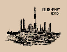 石油炼油厂素描 
