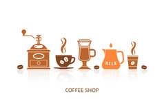 咖啡图标设置在简约风格