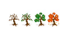 四个季节的像素艺术树 