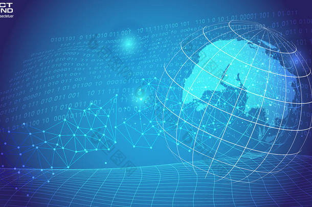 具有全球和网络连接的数字背景、全球商业概念.