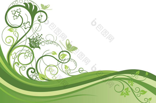 绿色花卉边框