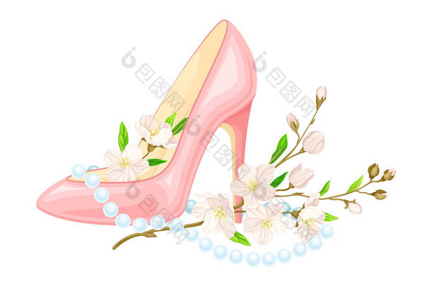 开花结果、头颈开花的高跟鞋是国际妇女日的象征，象征着节日的象征。