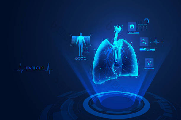 医疗保健技术概念，肺<strong>图解</strong>及分析数据