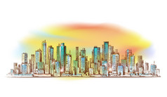 City landscape,  hand drawn vector 