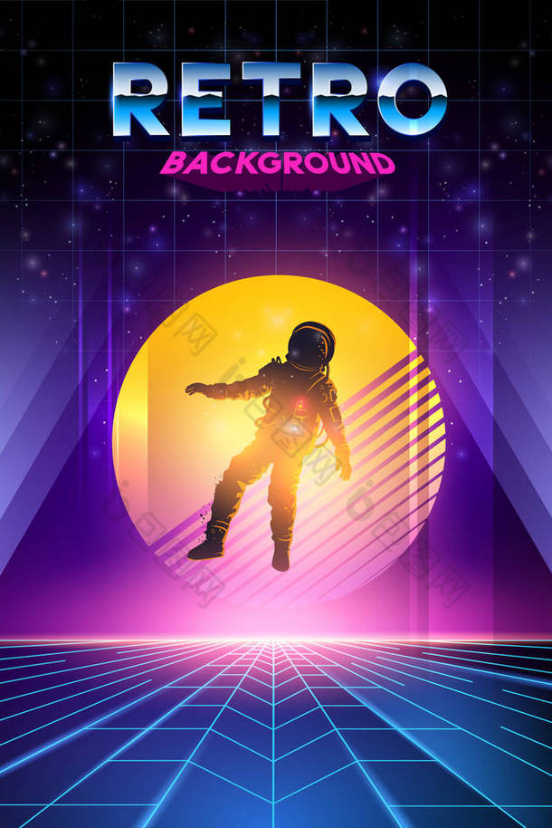 复古年代数字霓虹灯背景