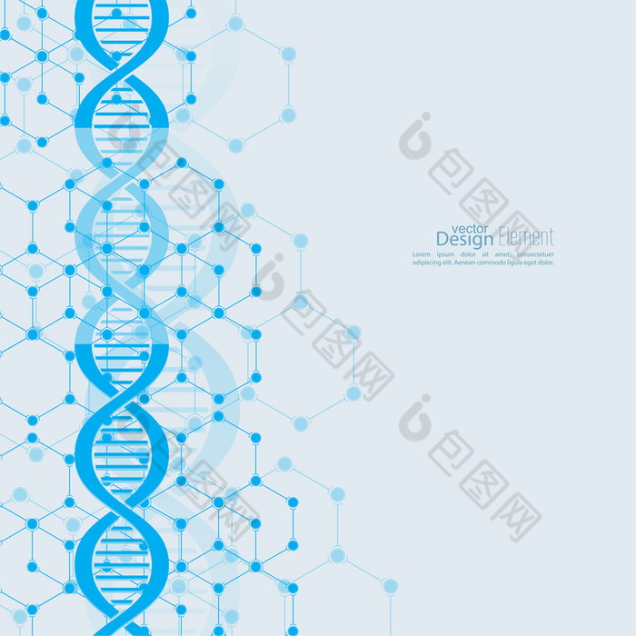 蓝色DNA双螺旋结构图案科学背景