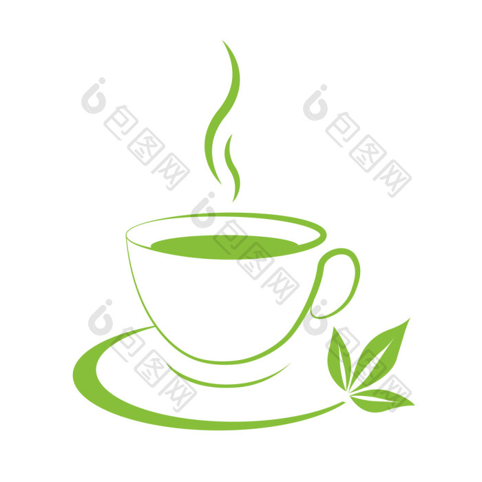 绿色的茶杯子图标图片-包图网企业站