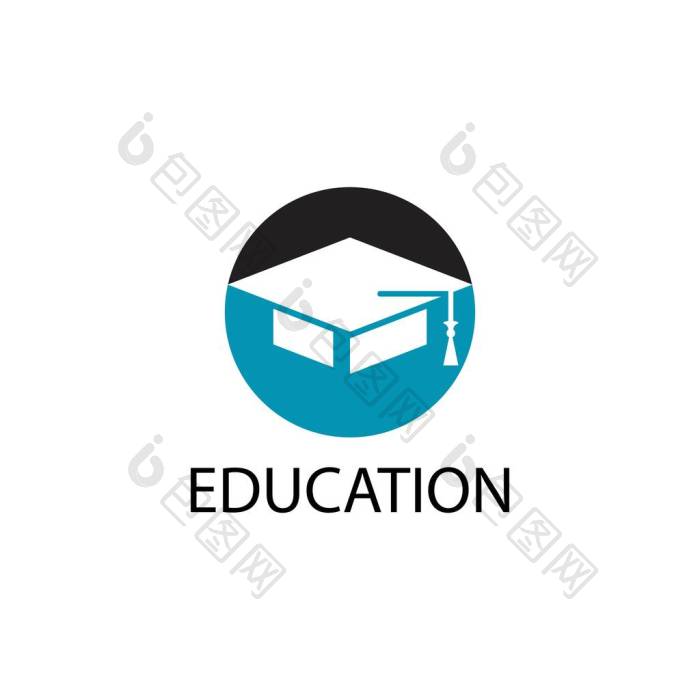 教育主题学士帽标志矢量插画图片-包图网企业站