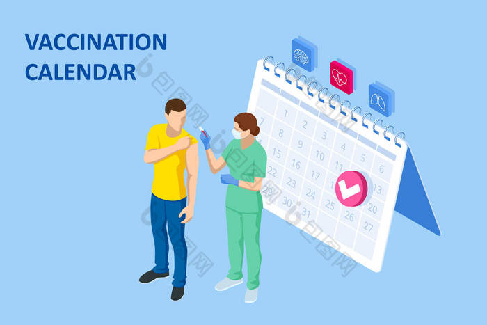 等距接种时间的概念。医生或护士、给病人注射疫苗、 COVID-19 、注射流感或流感疫苗或用针进行血液检测的科学家。药物、疫苗接种.