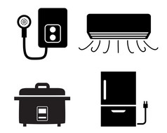 热水器，空调，水稻电饭煲图标