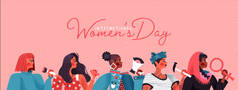 不同妇女社会团体的妇女日卡片