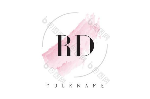Rd R D 水彩字母标志设计与圆形画笔图案