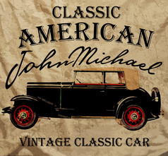 老美国车复古经典复古男人 T 衬衫图形设计