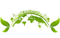 生态概念与环境，可持续能源发展的横幅设计要素，说明